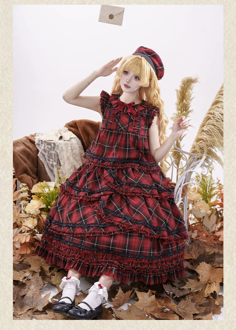 Honey Machine - Scotch Accordion - A-Line Plaid Daily Lolita JSK, Short Coat 44302:803284
