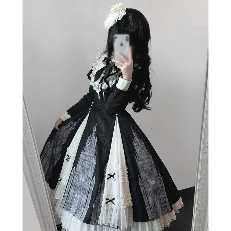 Letters from Unknown Star~Church Bell~Elegant Lolita OP Dress Long Sleeve Spring Autumn   