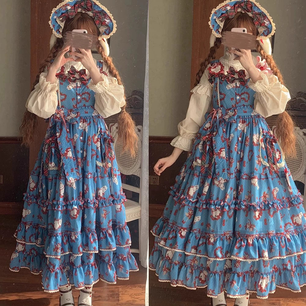 Miss Point - Forest Berry Bunny - Sweet Lolita JSK Elegant Bunny Print Dress 41972:720940