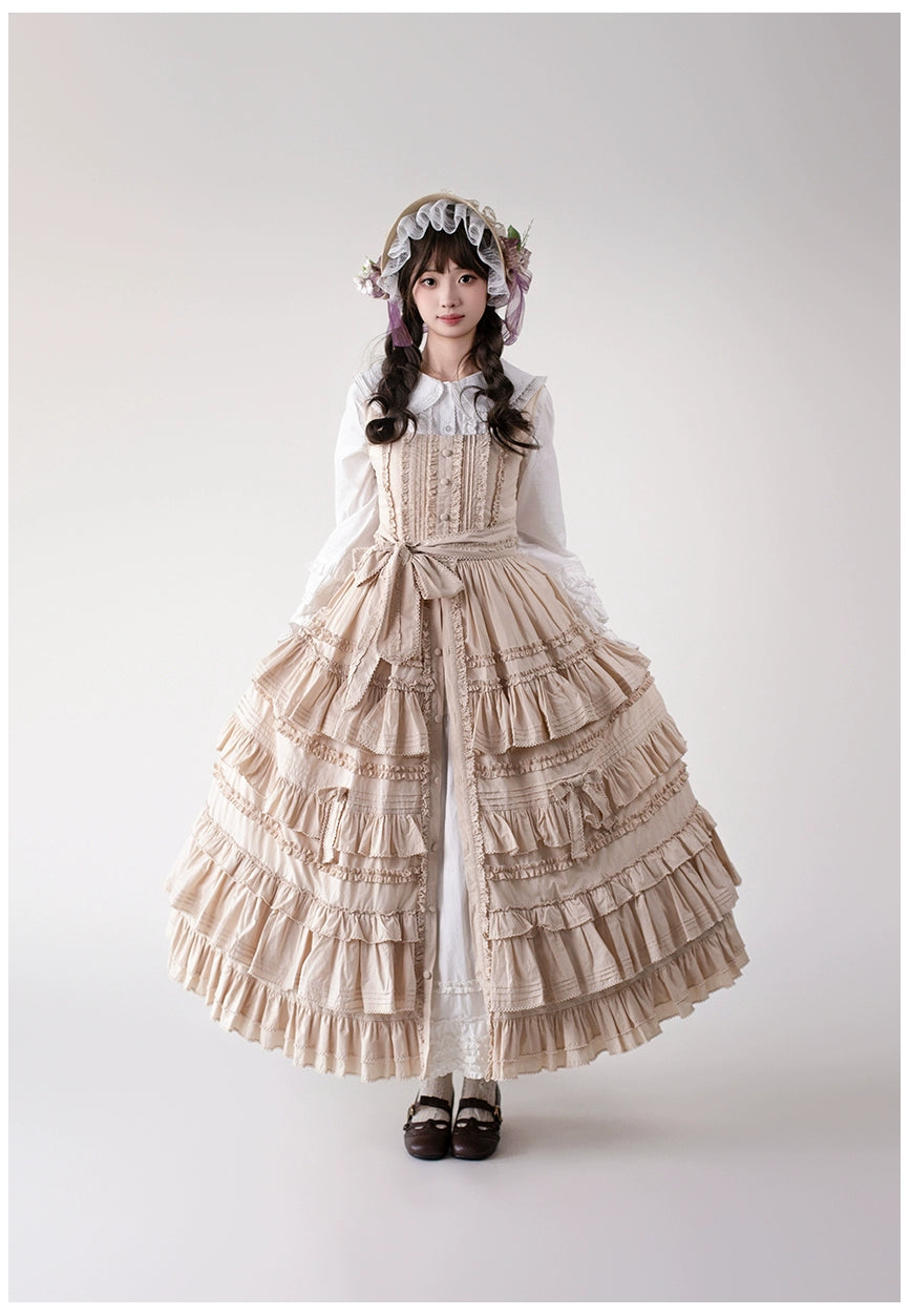 Mumu~Little Lilac~Country Lolita Cotton Jumper Dress Open-Front Lolita Dress (L M S XL) 40612:668862