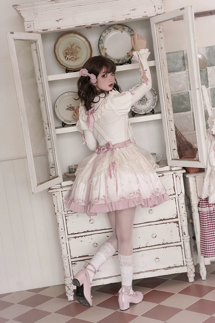 Half Sweet Lolita~Doll Garden~Sweet Lolita JSK Dress Cat Print Pink Dress Set 34862:468268
