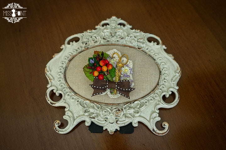 (Buyforme)Miss Point~ Forest Lolita Small Straw Hat Clip KC Accessory brooch