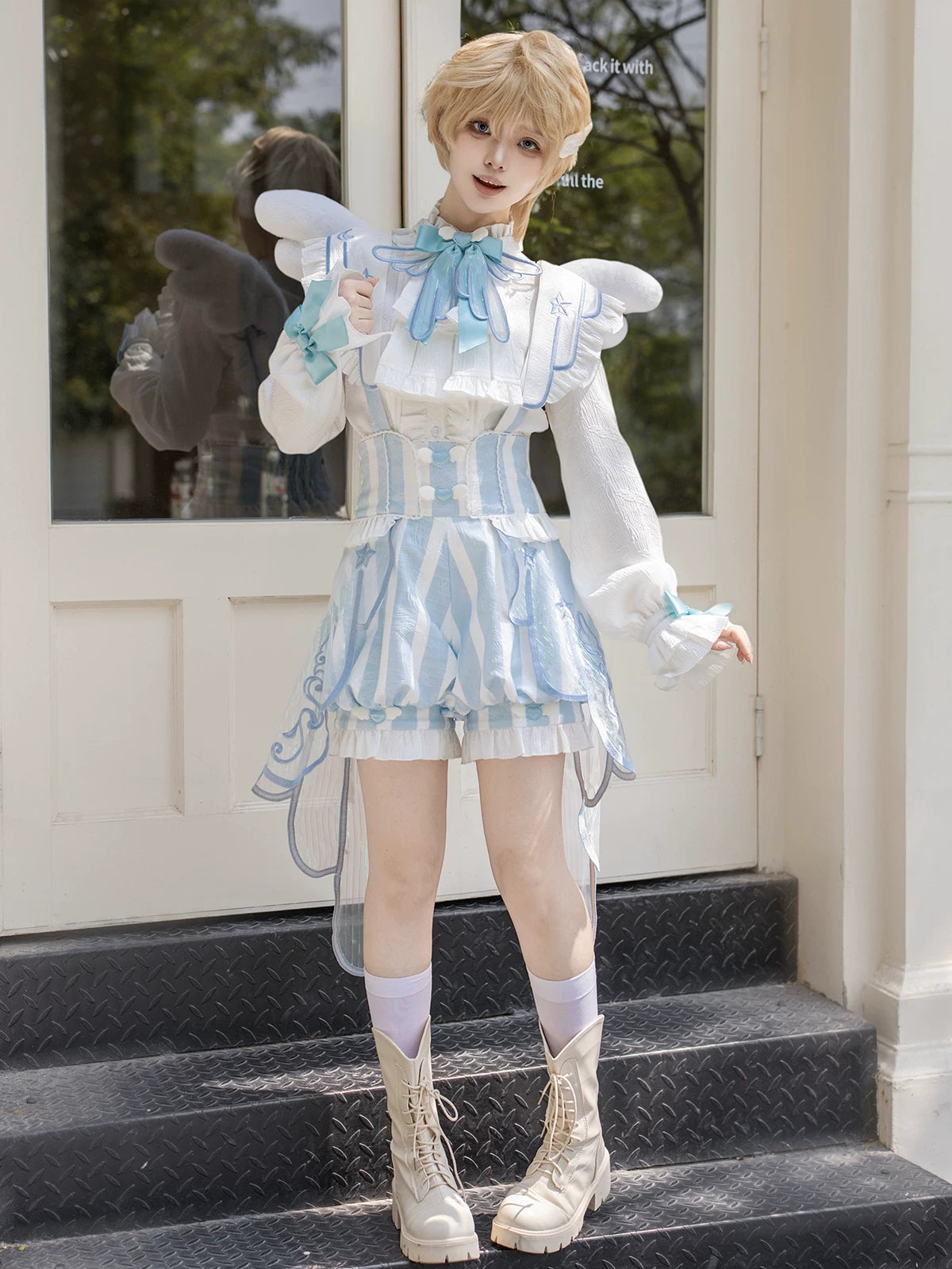 Angelic Covenant - Ouji Lolita Prince Outfit Set, Angel Wing Trailing 45761:861135