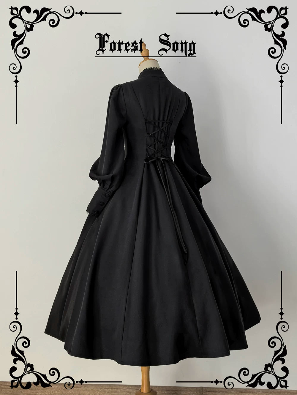 Astrea - Black Classic Lolita Long OP Dress, Side Pockets