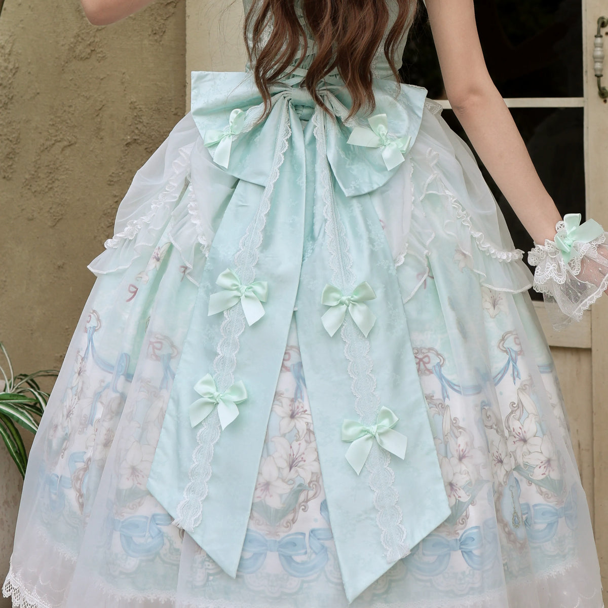 Lily Narrative - Classic Lolita JSK Dress Set, Lily Floral Print (L M S) 46095:874881