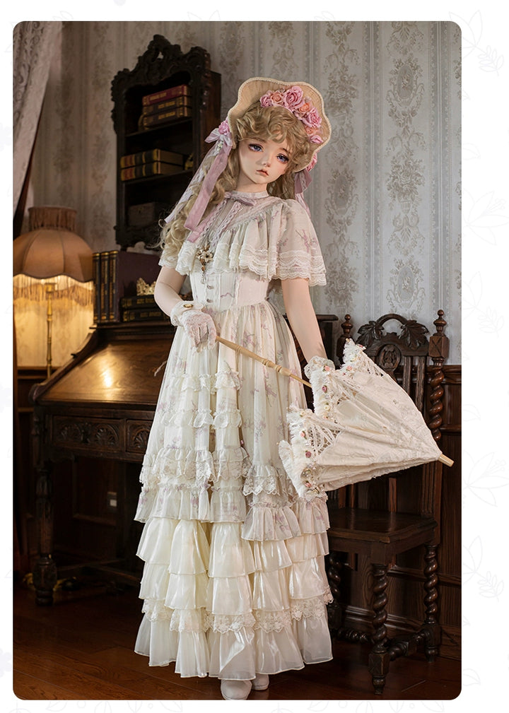 With PUJI~Nanke~Classic Lolita OP Dress Outfit with Edwardian Collar 41366:693000