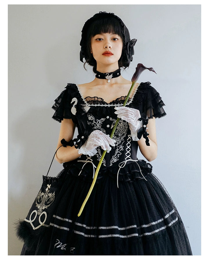 Nuit De Cellophane~Wild Swan~Classic Lolita Accessory Elegant Lolita Bag and Headdress