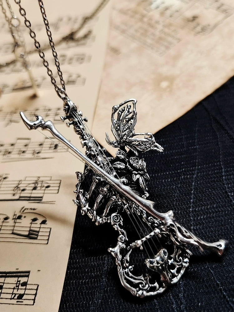 LilithHouse - Phantom Violin - Gothic Lolita Necklace, Butterfly & Bone Elements
