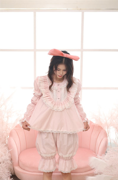 Sweet Angel~Sweet Lolita Shirt Bloomers Set Detachable Sleeves   