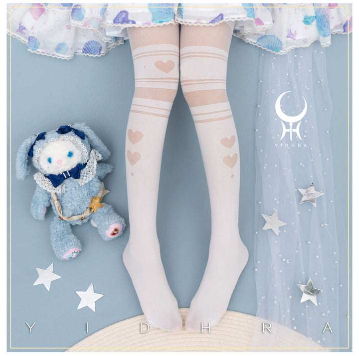 Yidhra~Enchanting Magic~Sweet Lolita Pantyhose Heart Hollow Out Thin Tights   