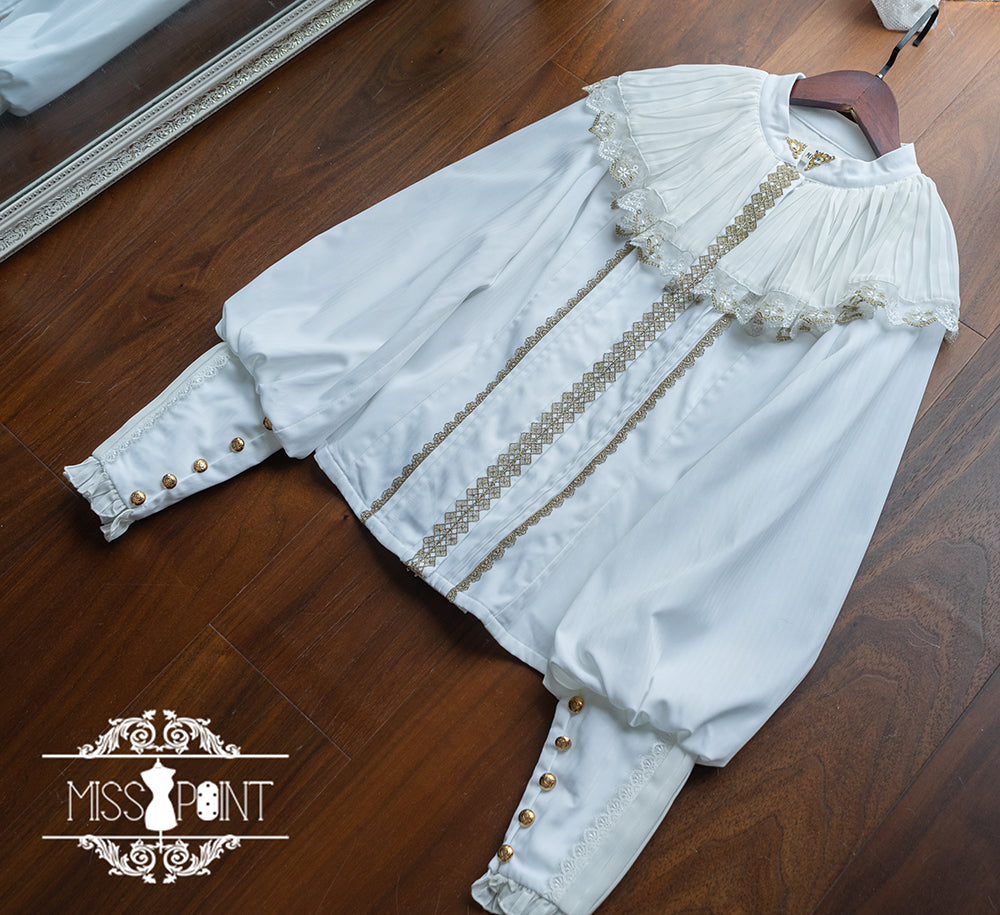 (BFM)Miss Point~Demon Hunting Notes~Elegant Lolita Blouse Ruffled Collar XS White (2XL L M S XL XS / White) 33612:433978