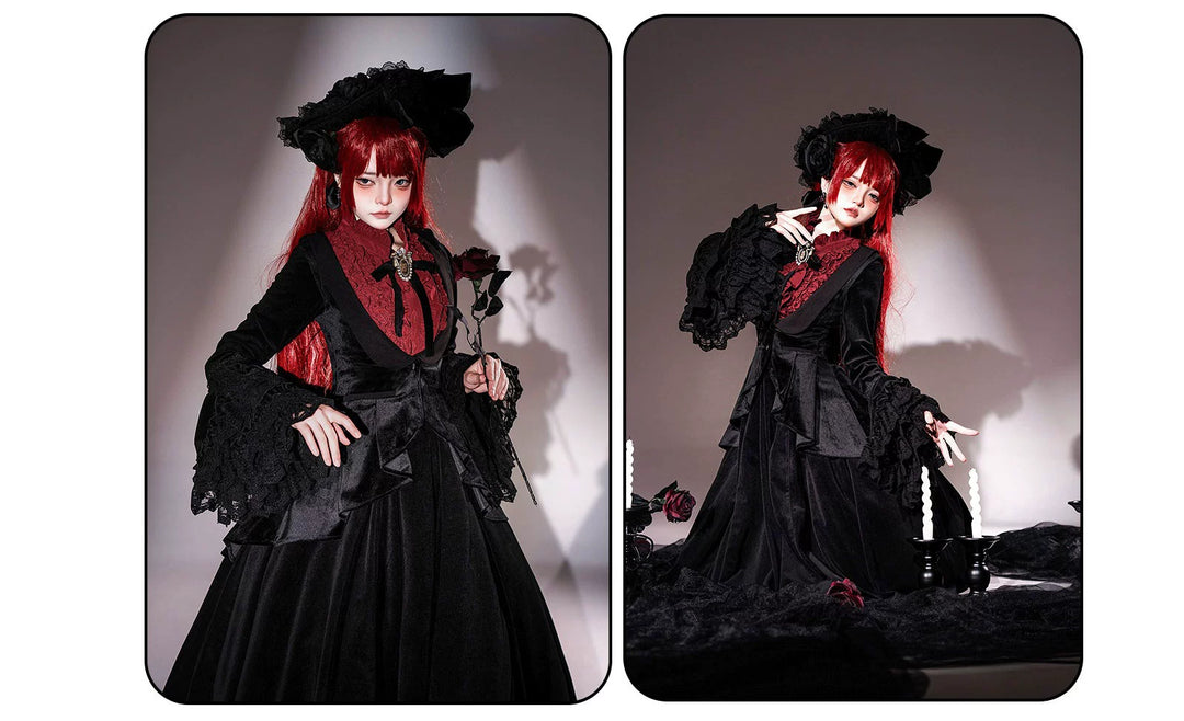 Susin Lolita~Moonlit Rose~Gothic Lolita OP Dress Winter Wool Lolita Overcoat   