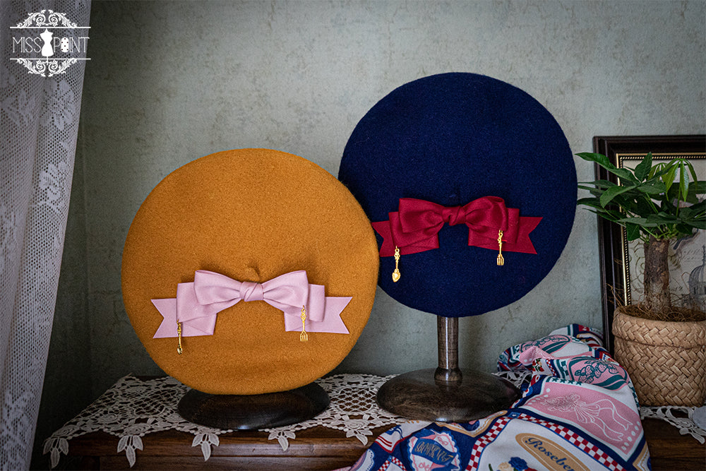 Miss Point - Berry Rose Lolita Accessories Collection KC Beret Necklace yellow beret