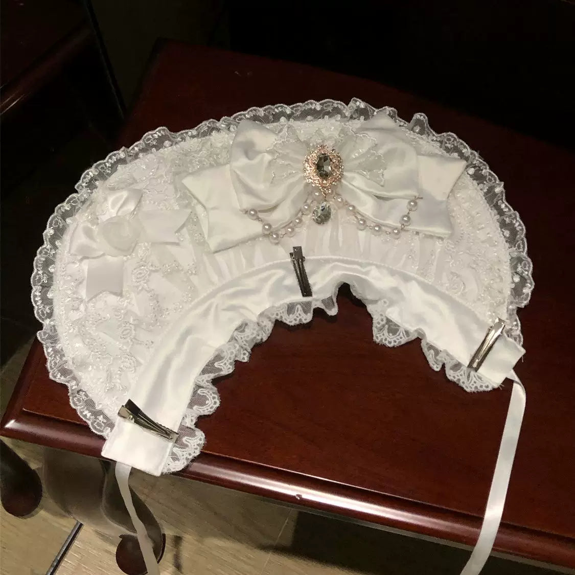 Drapery Poem - Sweet Wedding Lolita JSK Dress, Long Tiered Skirt White - JSK + BNT (without choker) S