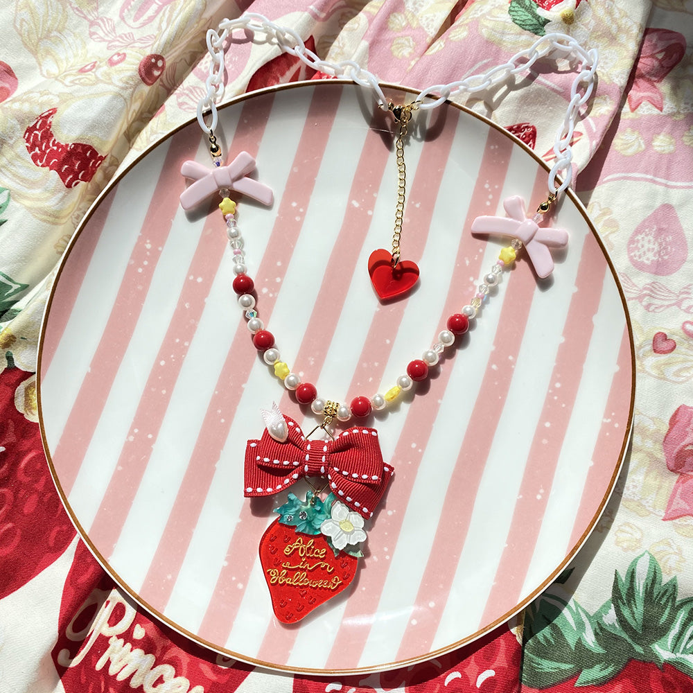 Halloween Alice - Lolita Strawberry Accessory Set sweet white necklace