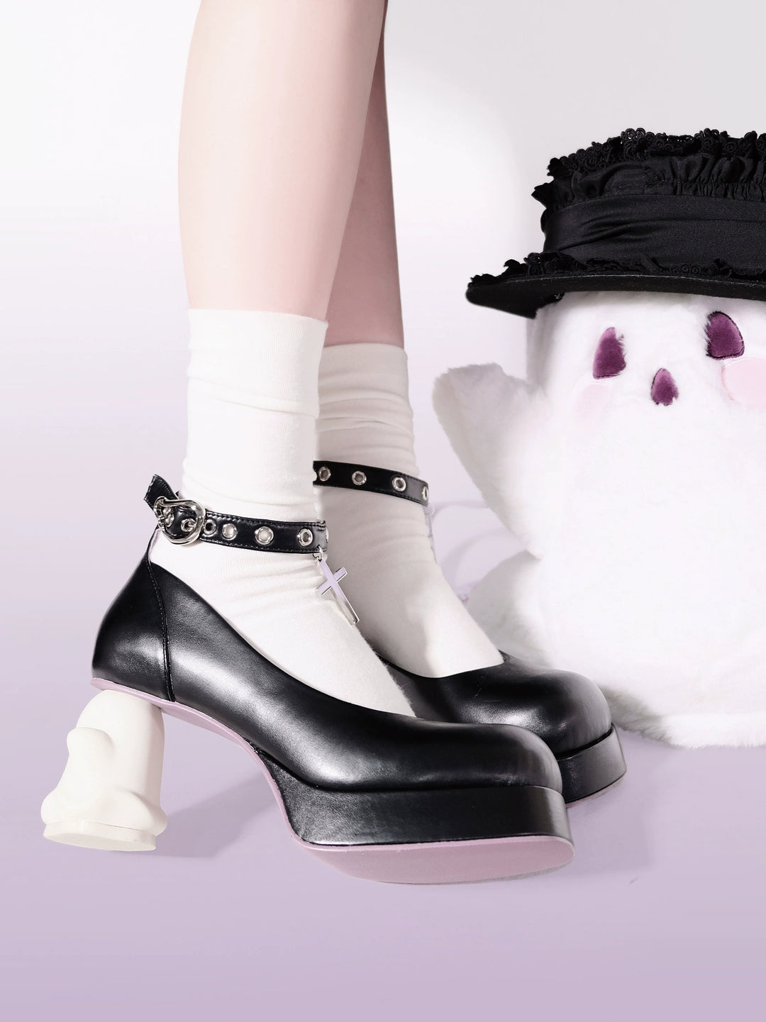 (BFM)GURURU~Gothic Lolita High Heel Shoes Punk Lolita Ghost Heel Shoes   