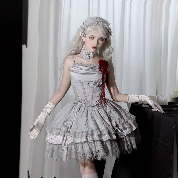 With PUJI~Letter and Poetry · Twilight~Gothic Witch Lolita SK Suit Bodice Mermaid Dress and Jeans 41706:711306