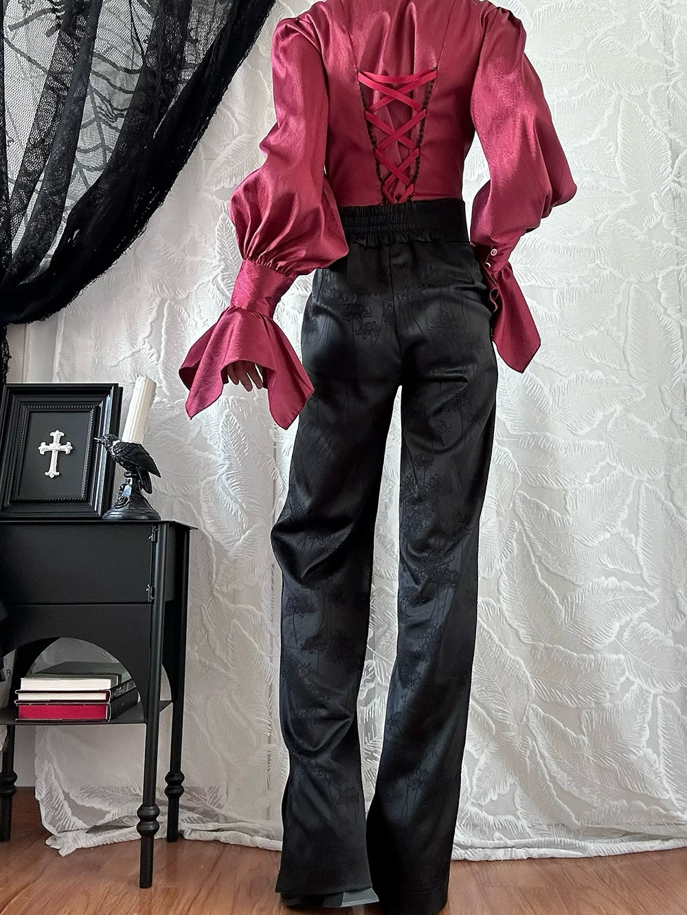 Moonnight Return - Ouji Lolita Jacquard Pants & Shorts, Side Pockets 44596:814330