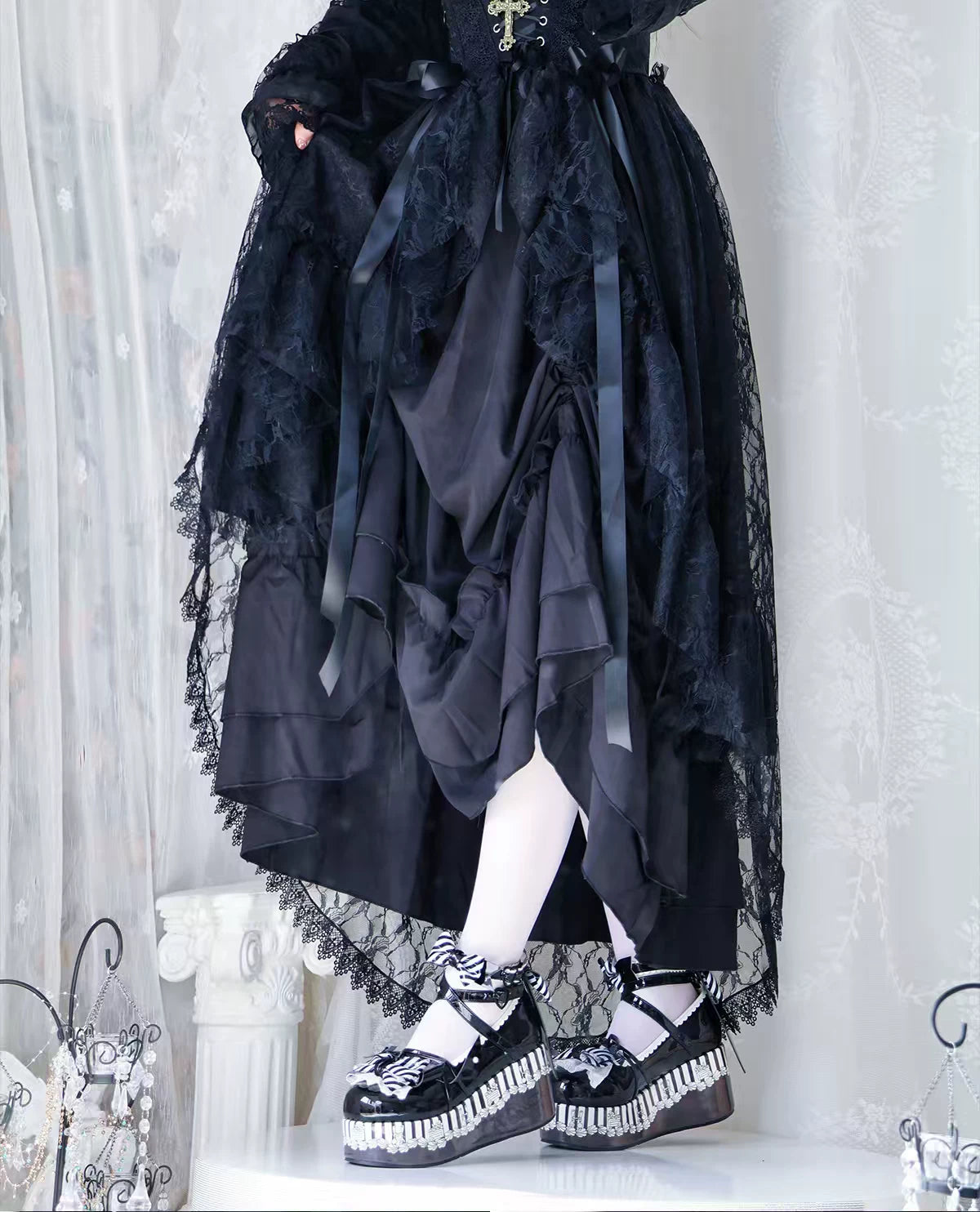 Windchime Fantasia - Sweet Lolita Platform Shoes, Detachable Back Bow 45759:860993