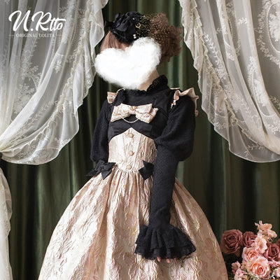 Urtto~Century Garden~Elegant Lolita Blouse Fleece Lined Black Shirt   