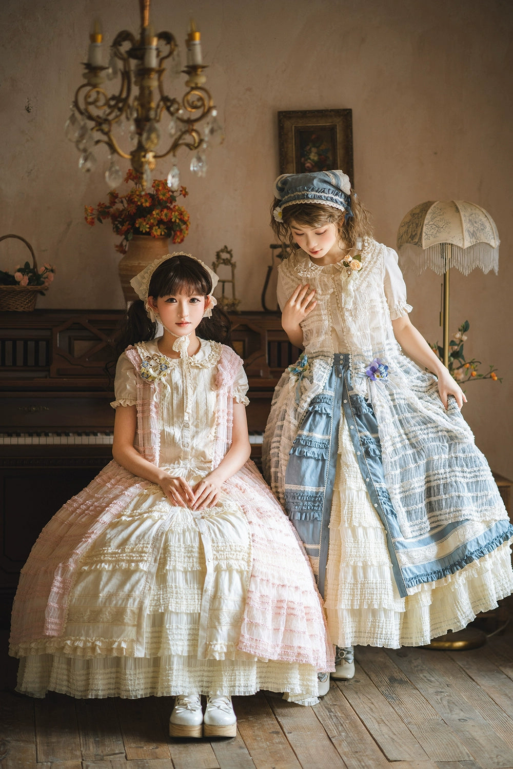 Miss Point~Cat Rose Tea~Sweet Lolita Tulle Cardigan and Long Skirt Overlay