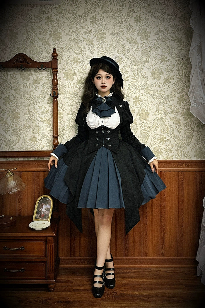 (BFM)Alice Girl~Two-Piece Lolita Dress~Detective Butler Blazer Long Sleeve OP   