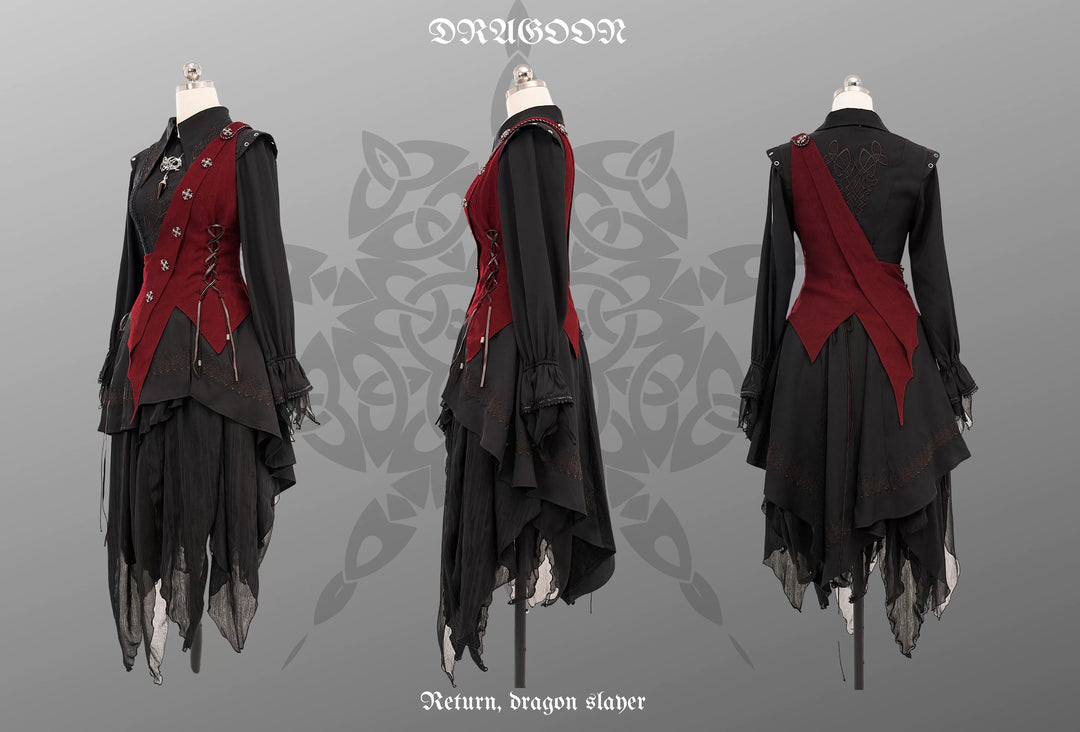 Wuyuzhe~Dragon Knight 2.0 Version~Western Fantasy Style Suit Gothic Shirt Vest Skirt   