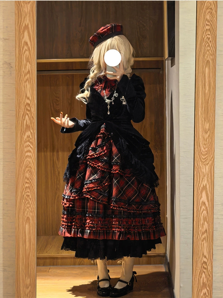 Honey Machine - Scotch Accordion - A-Line Plaid Daily Lolita JSK, Short Coat 44302:803322