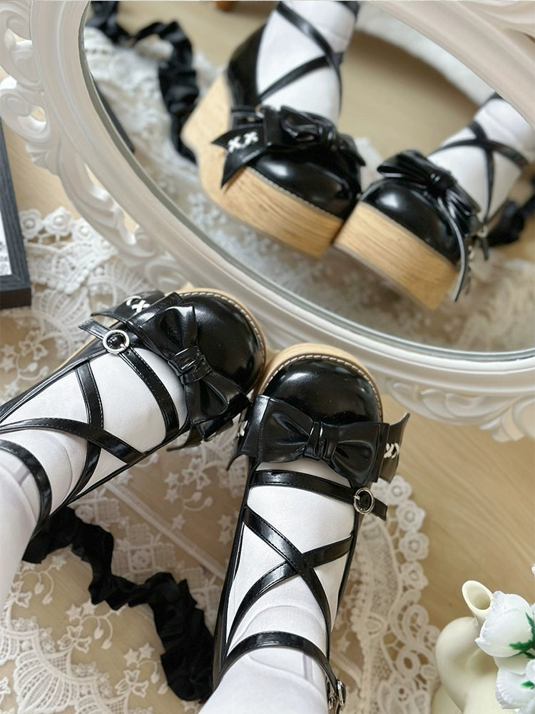 SeeYou~Sweet Cake~Sweet Lolita Platform Shoes Wood Grain 39896:641966