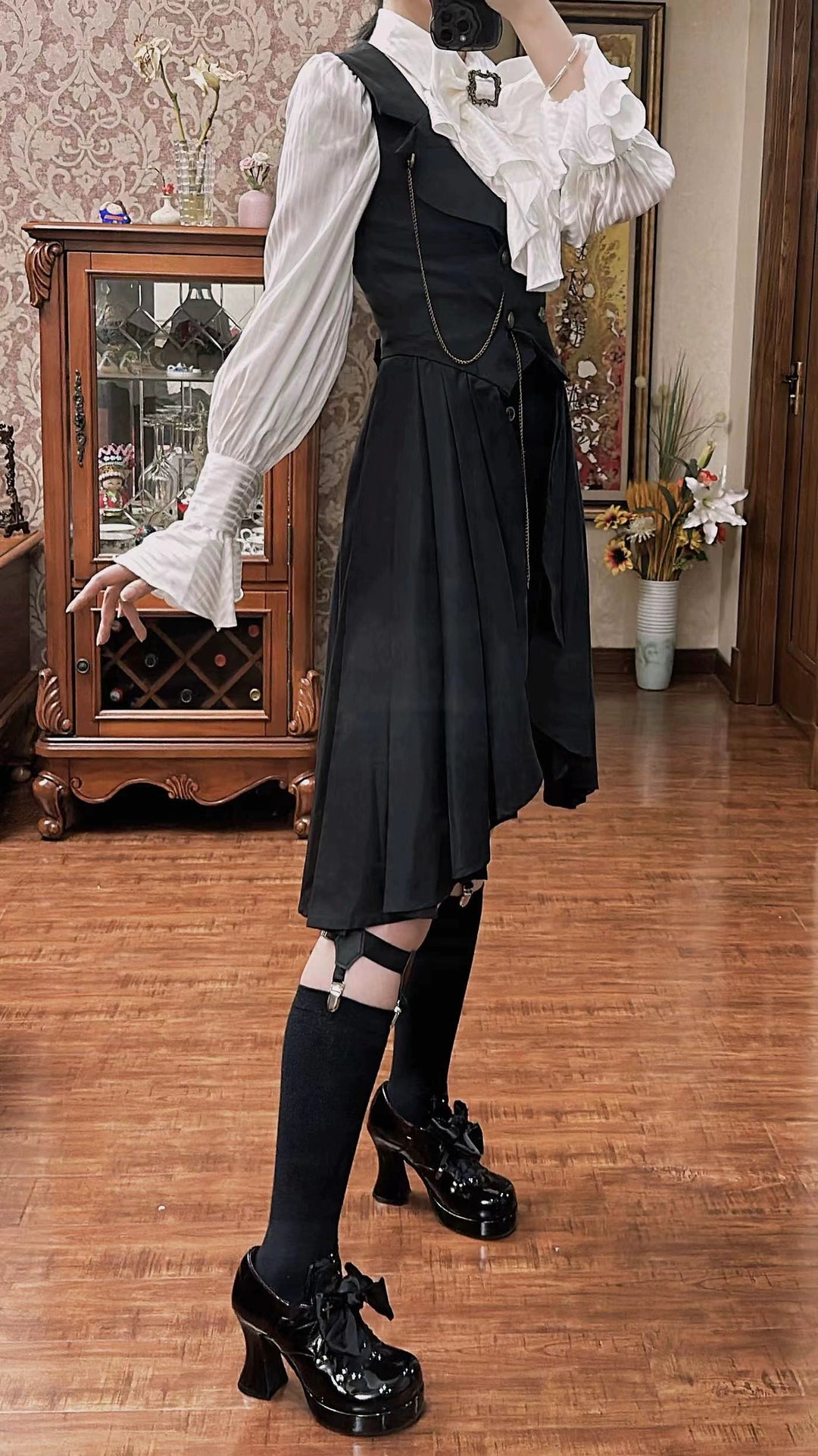 Gazing Galactic~Moonstone~Ouji Lolita Black Vest Prince Long Trailing Vest   