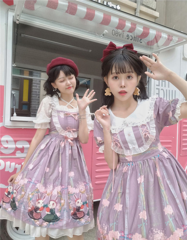 Niu Niu~Picnic bunny girl~Plus Size Lolita JSK Dress Short Sleeve OP   