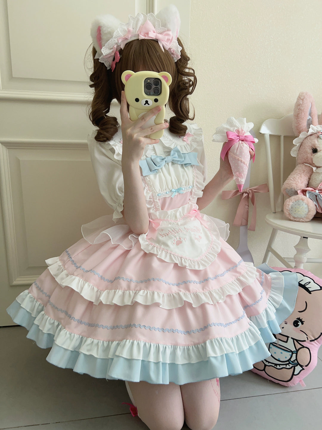 Sugar Girl~Cat Ear Tale~Sweet Lolita Jumper Dress Suspender Dress 38446:595772