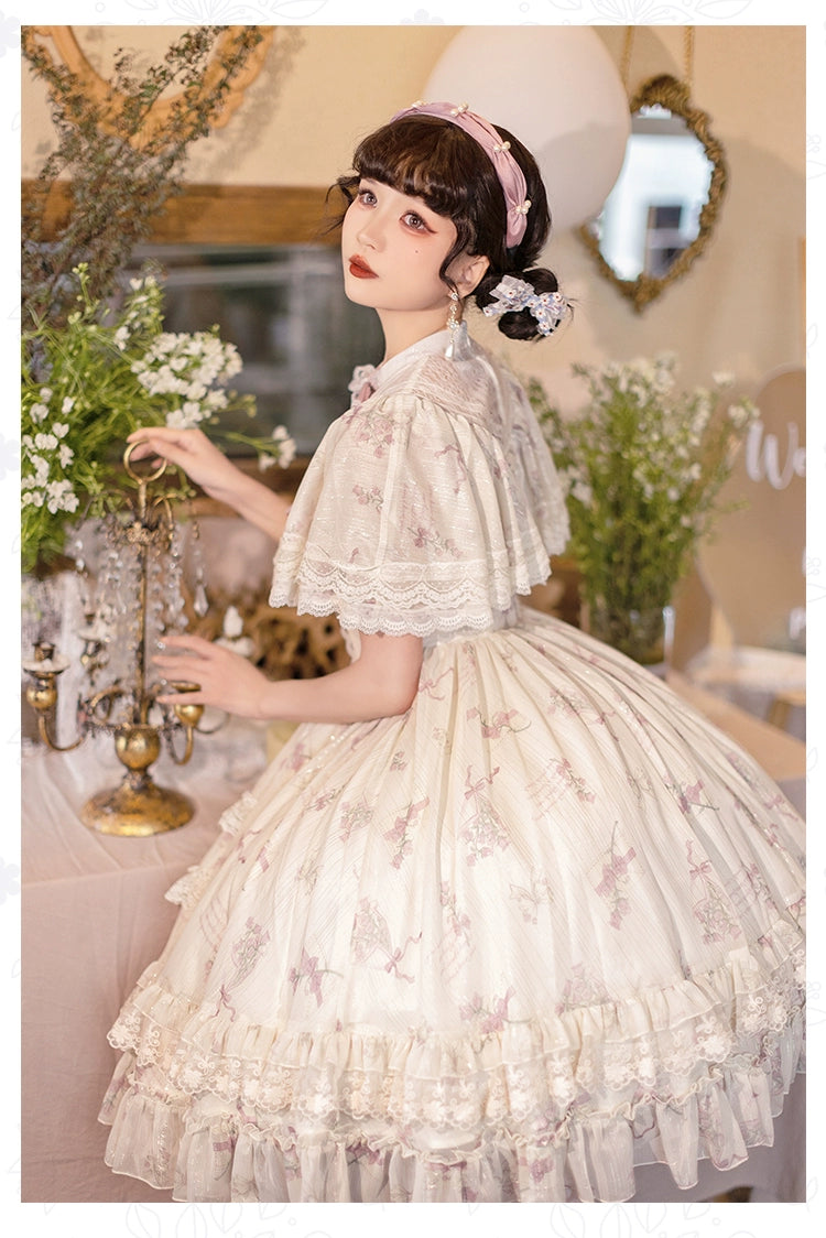 With PUJI~Nanke~Classic Lolita OP Dress Outfit with Edwardian Collar 41366:692980