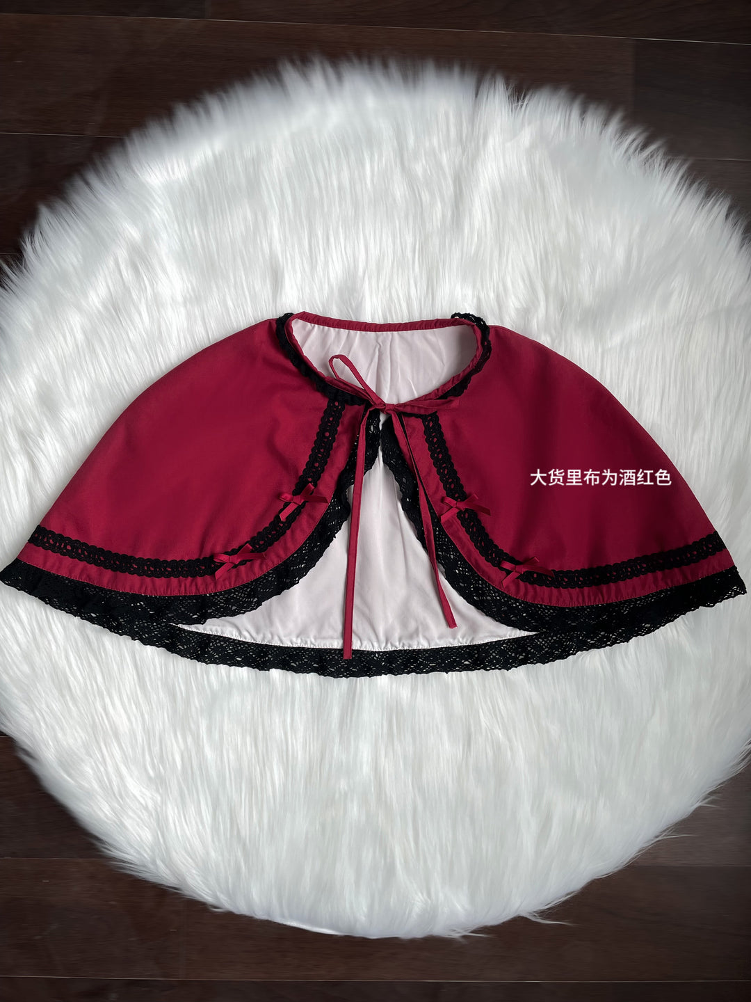 Mengfuzi~Doll Heart~Gorgeous Lolita Dress Vintage OP Cape Set S Red and black cape 