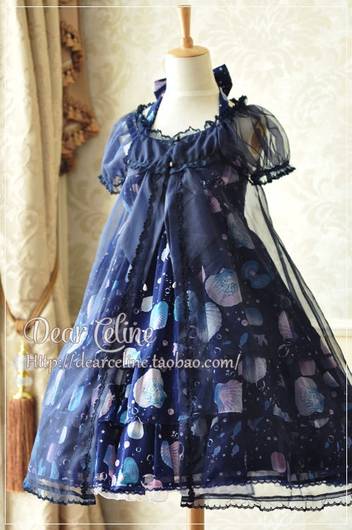 DearCeline - Midsummer Night's Dream - Daily Lolita Organza Covering Smock S cyan