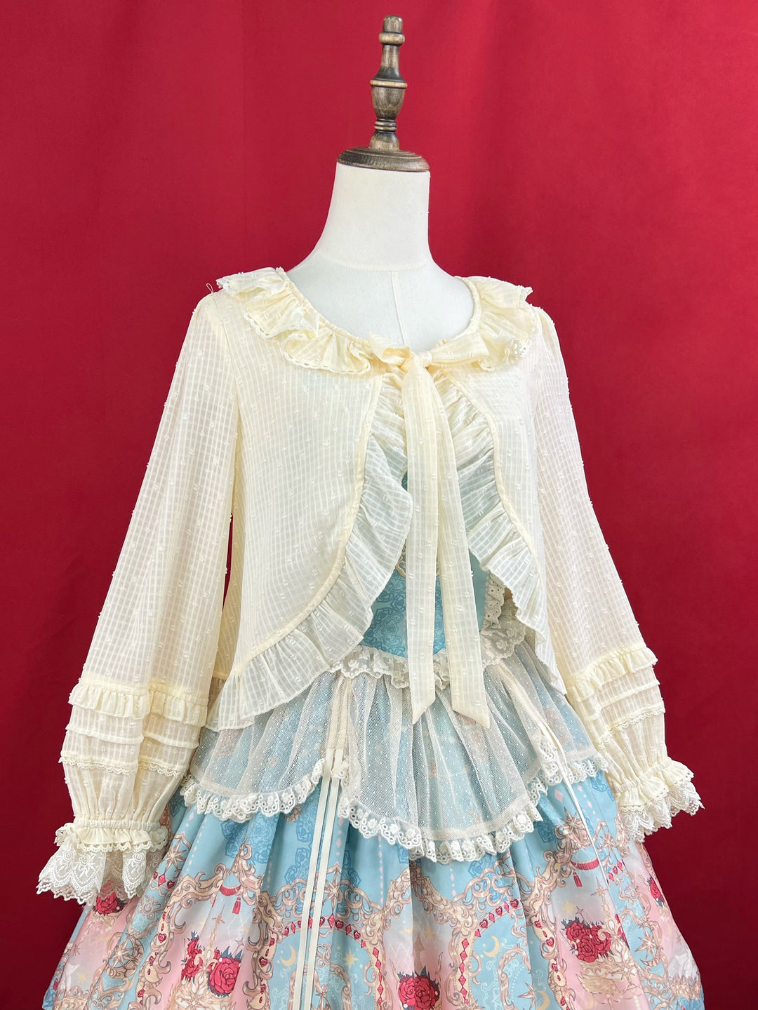 DMFS Lolita~Sweet Lolita Light Cardigan White Apricot Summer Cover-Up