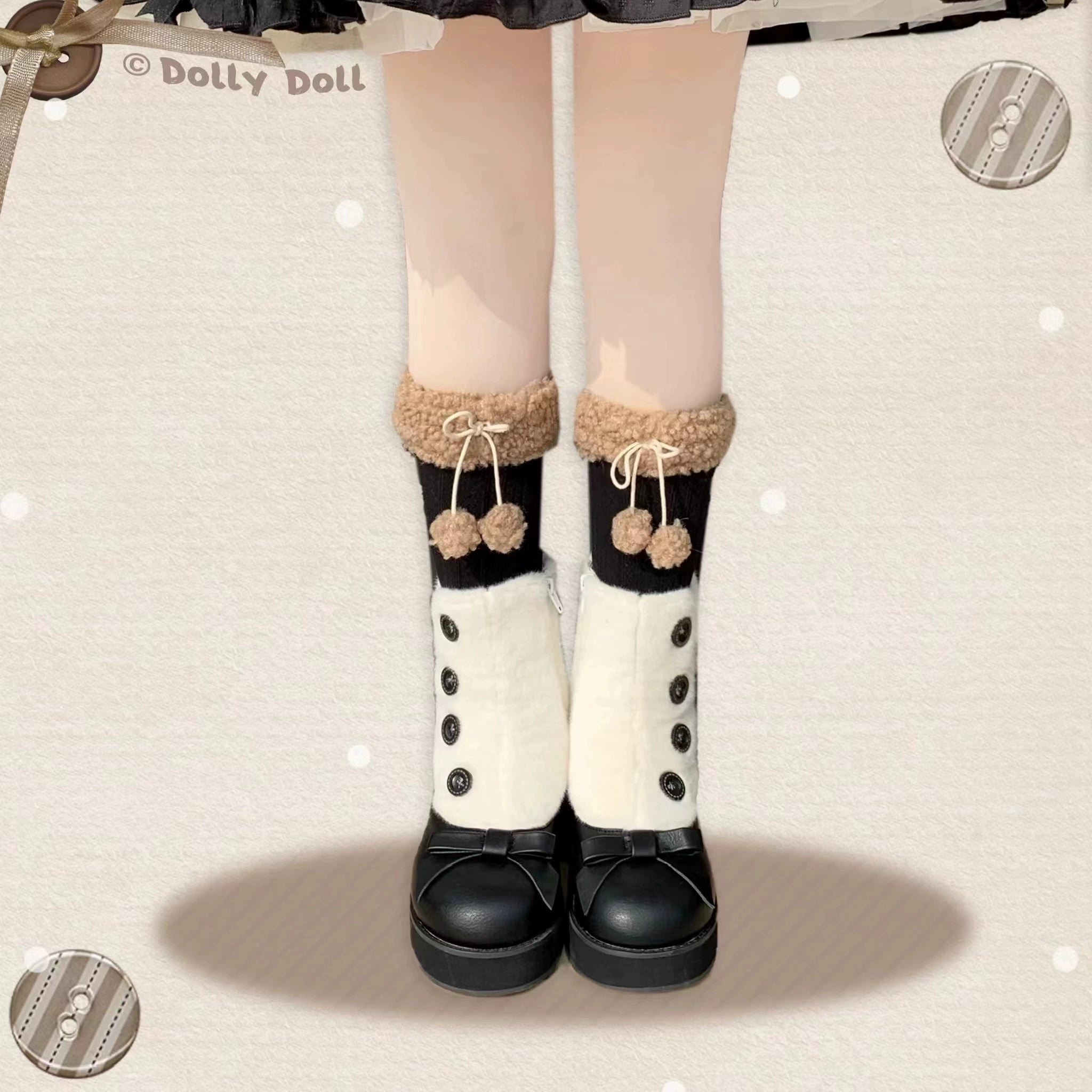 Dolly Doll~Winter Lolita Boots Fur Mary Jane Lolita Low Heel Shoes 32674:403474