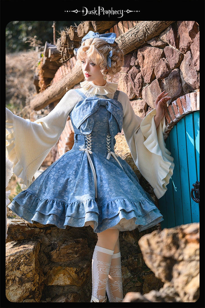 DuskProphecy~Egret 2.2-3.1 Version~Sweet Lolita Denim JSK Bust-Supporting Dress