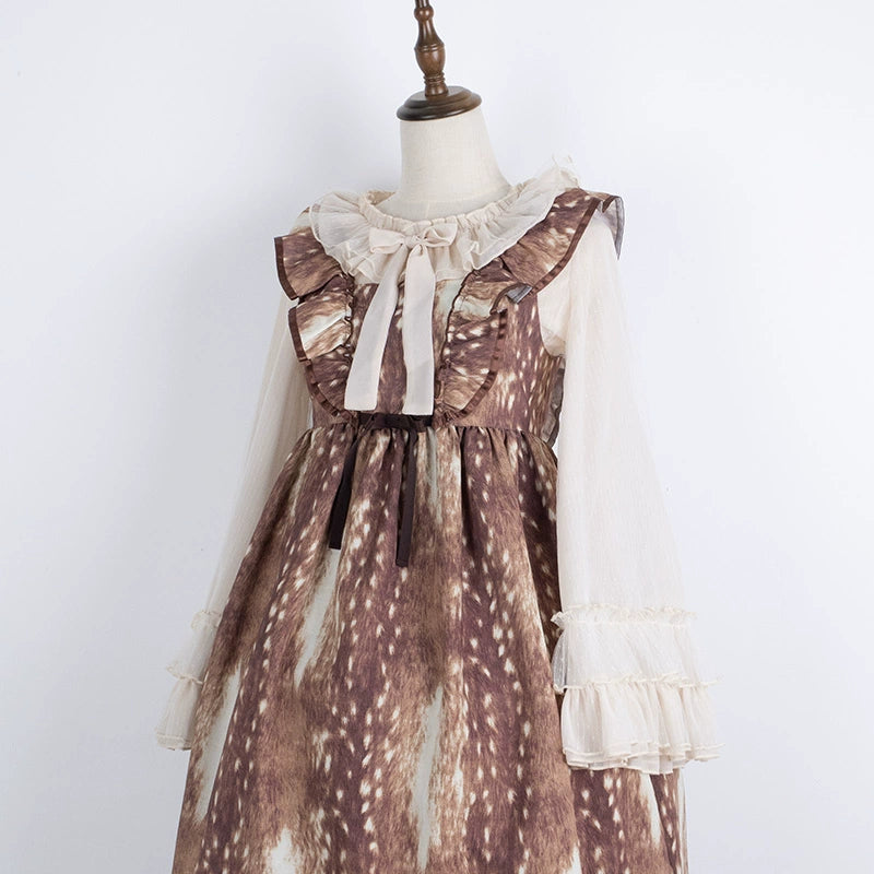 Sakurada Fawn - Plus Size Lolita Blouse Cheese Chocolate Long Sleeve M ivory