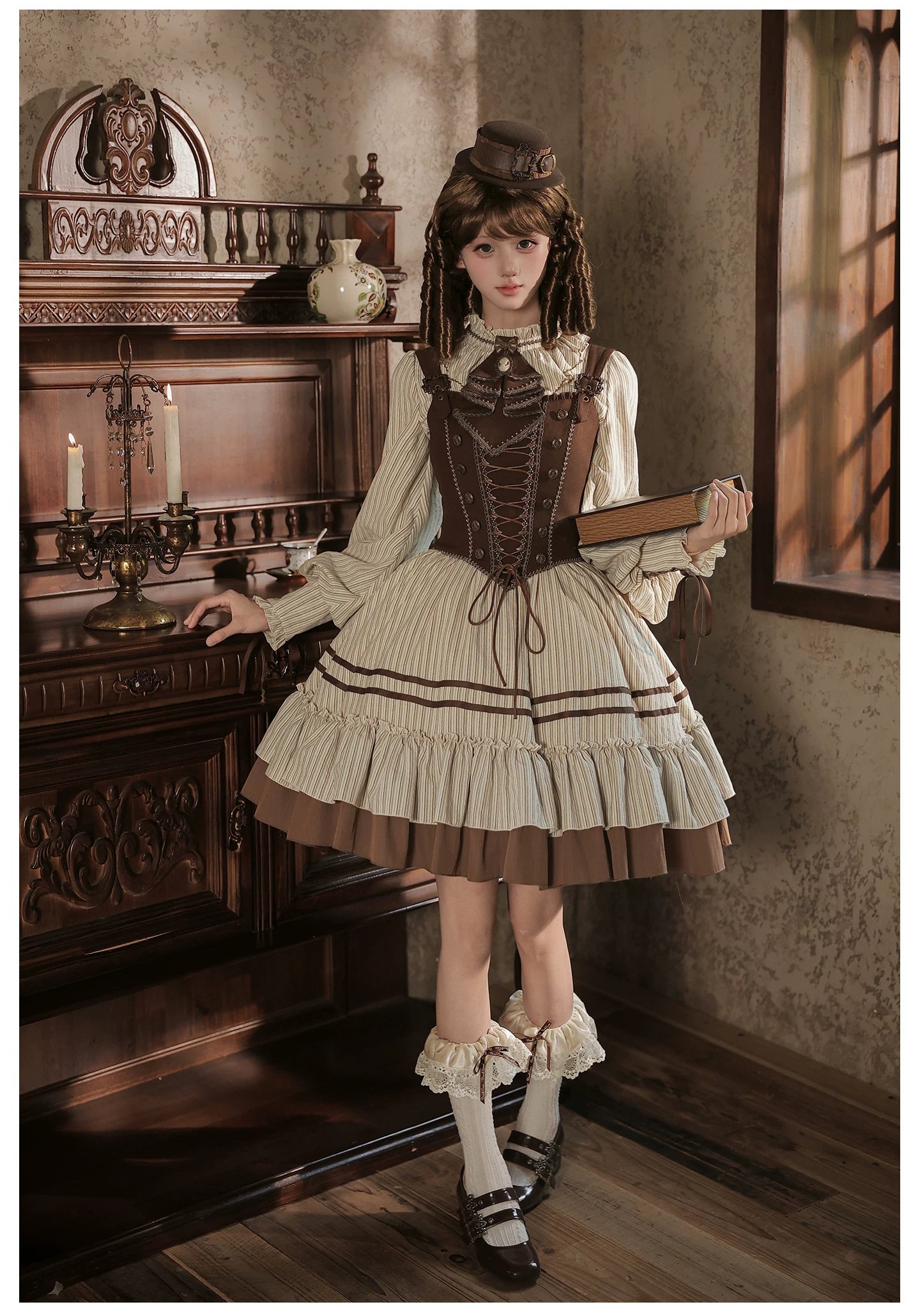 At Sunset - Fall Classic Lolita OP Dress Set, Bustier & Overlayer 45930:868533