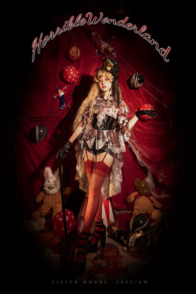 Lilith House~Horror Park~Gothic Lolita Irregular Hem Corset   