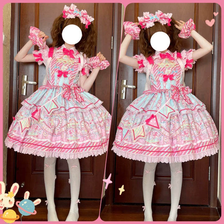 (Buyforme)Letters from Unknown Star~Candy Park Salopette Sweet Lolita Jumper Dress Set   