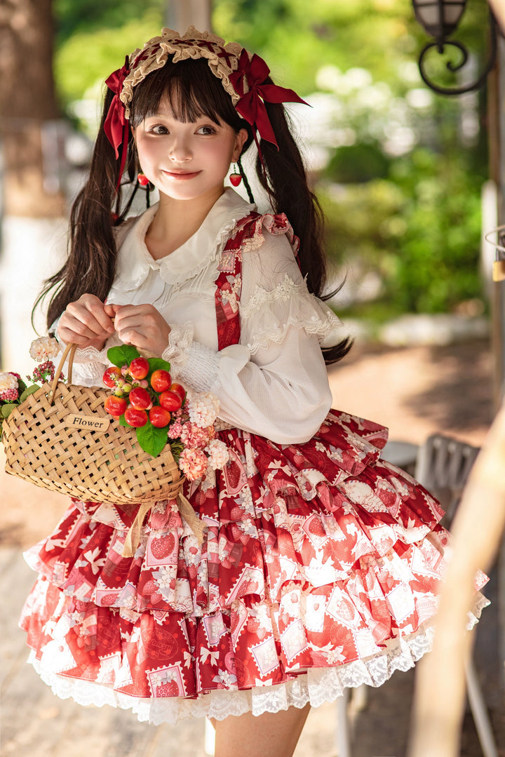 Strawberry Witch~Strawberry Stamp~Sweet Lolita OP Short Sleeve Lolita Dress