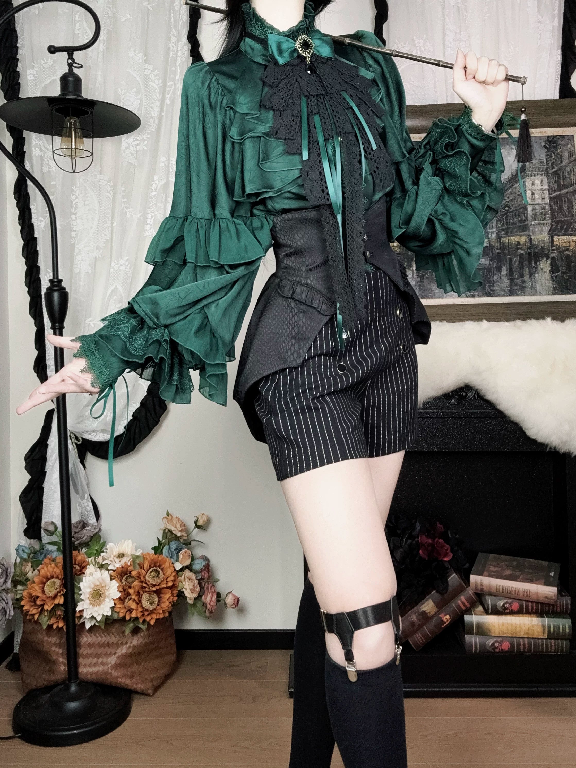 Blue Moon Bone Erosion - Gothic Lolita Waist Cincher, Bat Wing Hem 44453:809586