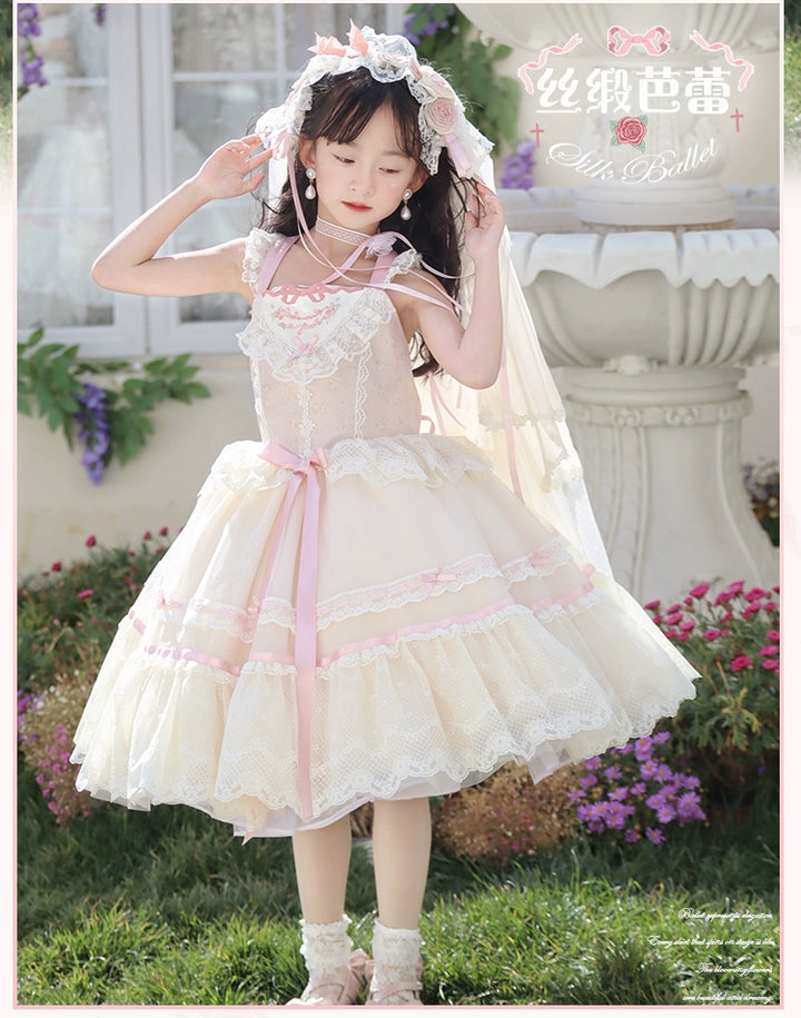 Mademoiselle Pearl~Silk Ballet~Kid Lolita JSK Dress Flower Wedding Lolita Dress