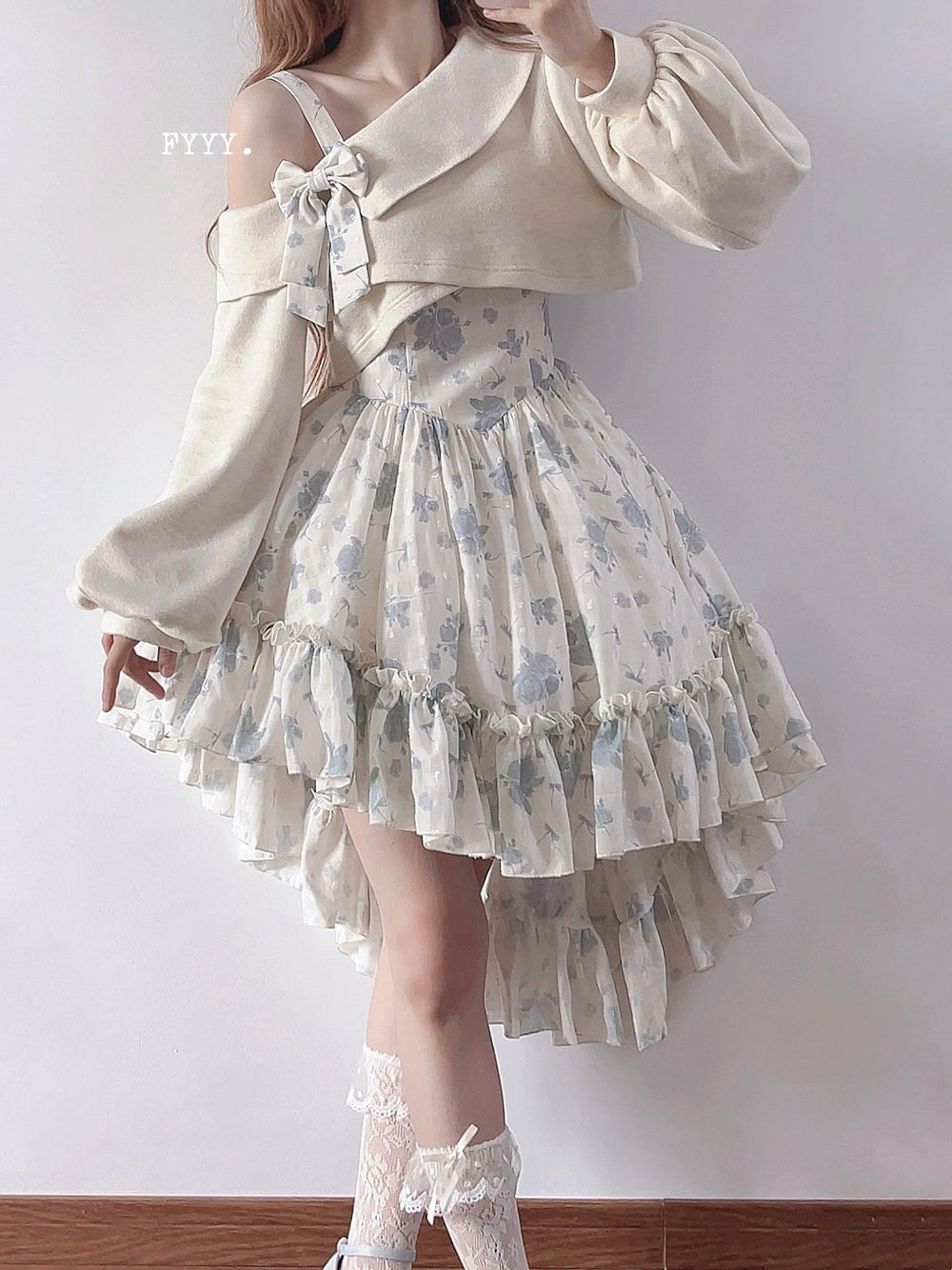 KuMa Lolita～Twilight Rose~Sweet Lolita Dress Sweater and JSK