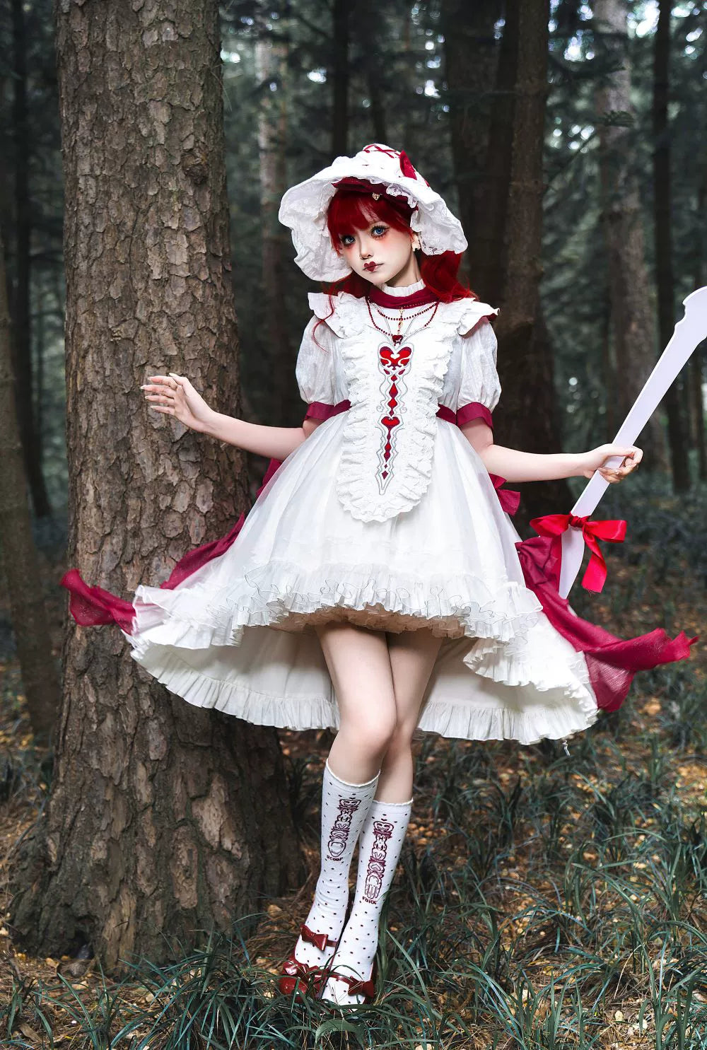 Frozen in time~Puppet Heart~Gothic Lolita Dress Cotton Embroidered Doll OP S White OP + fake collar 