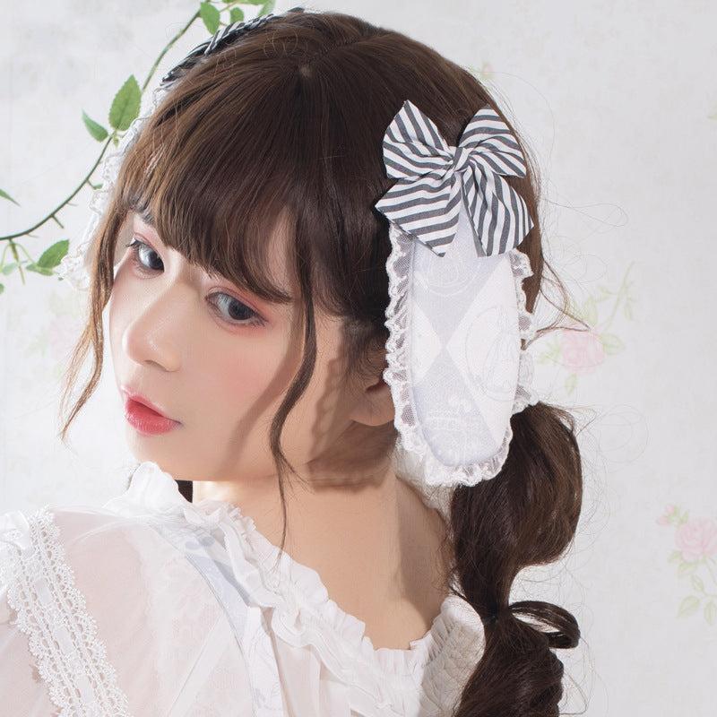 Sweet Japanese Style Lolita Headwear Multicolors One Size Alice Bunny- Grey