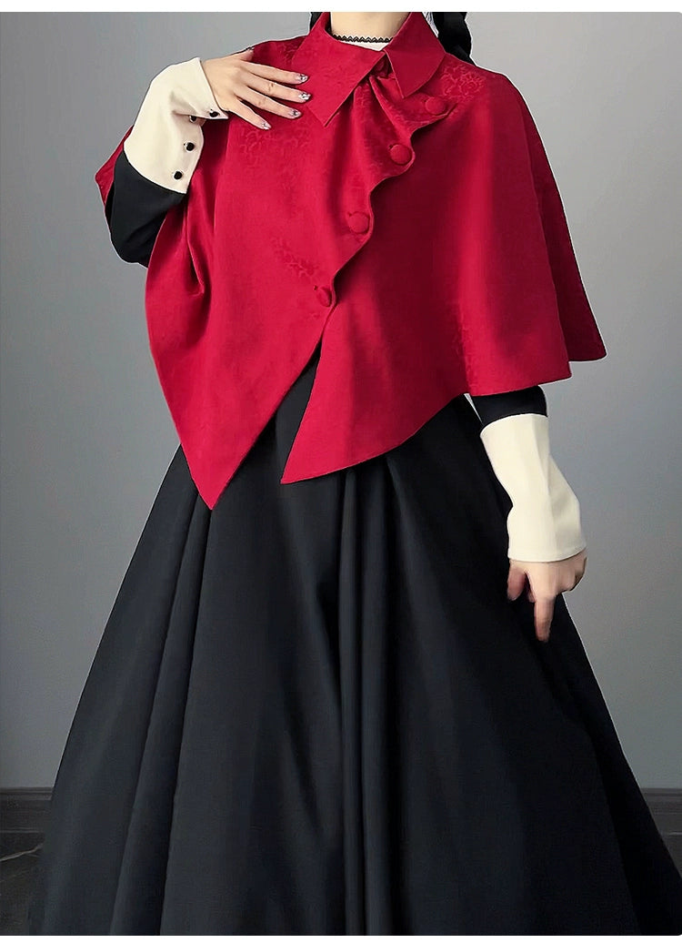 With PUJI~Eternal Night~Classic Lolita Cape Versatile Irregular Lolita Shawl   