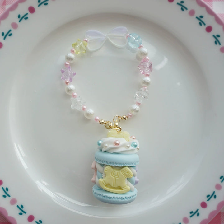 Cat Tea Party~Sweet Lolita Necklace Carousel Cream Macaron Bag Pendant Blue Bag pendant  